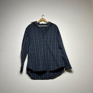Club Room Dress Button Up Shirt Plaid Collared Formal Casual Men L Green Retro